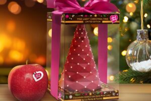 Scopri il Pink Lady Christmas Tree: la Limited Edition che unisce cioccolato bianco e mela Pink Lady® per un Natale dolce e indimenticabile!